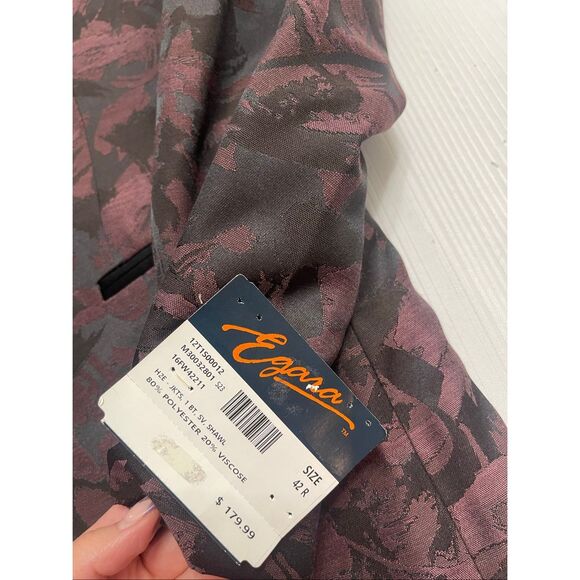 NWT Egara Men’s Black Plum Slim Fit Tuxedo Blazer Size 42R New - Picture 6 of 11